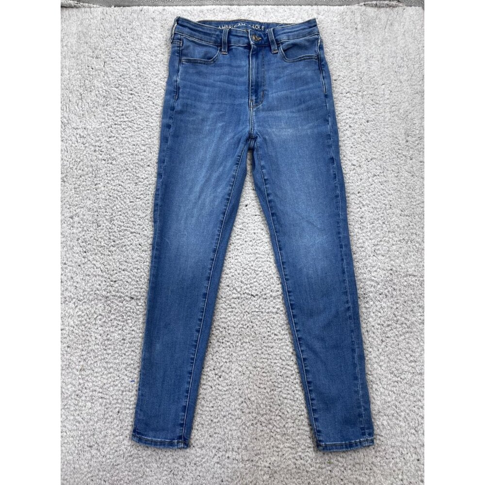 Women's American Eagle Medium Wash Super Hi Rise Jegging Denim Jeans Size 8